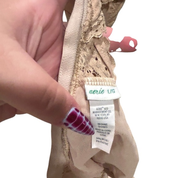 Aerie Beige Lace bralette bra intimate tan pink wireless - Picture 3 of 3